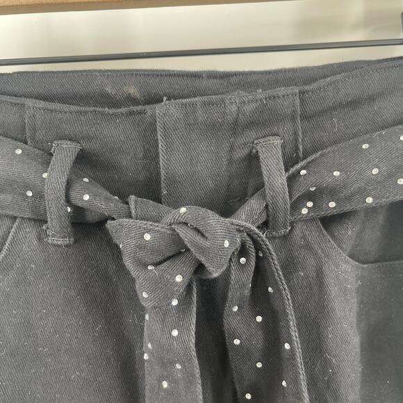 FLYING TOMATO Jeans Small Black Silver Stud Belt NWT Flare Denim Cotton Stretch - Picture 10 of 14